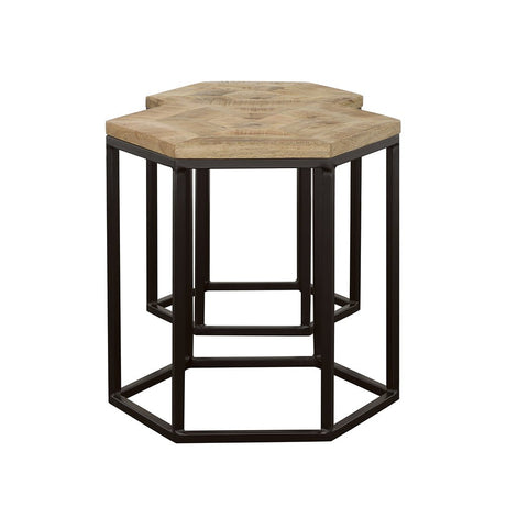 Adger 2 - piece Hexagon Nesting Tables Natural and Black | Coaster | Home Elegance USA