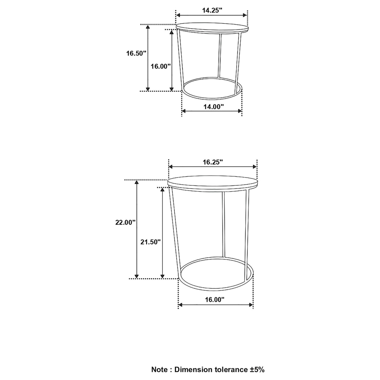 2 Pc Nesting Table - Vivienne 2-piece Round Marble Top Nesting Tables White and Gold