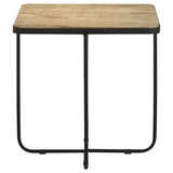 Side Table - Elyna Square Accent Table Travertine and Black