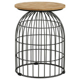 Bernardo Round Accent Table with Bird Cage Base Natural and Gunmetal | Coaster - 935860 - Home Elegance USA - 1