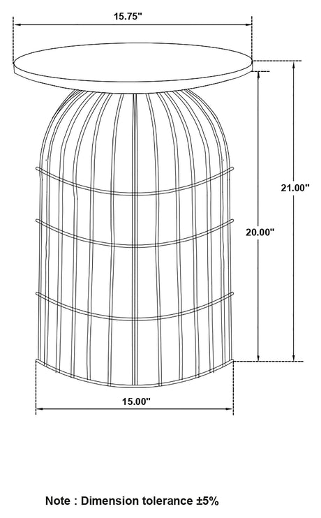 Side Table - Bernardo Round Accent Table with Bird Cage Base Natural and Gunmetal