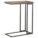 Side Table - Rudy Snack Table with Power Outlet Gunmetal and Antique Brown