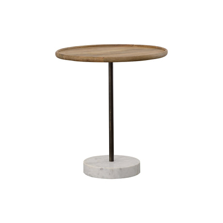 Side Table - Ginevra Round Wooden Top Accent Table Natural and White