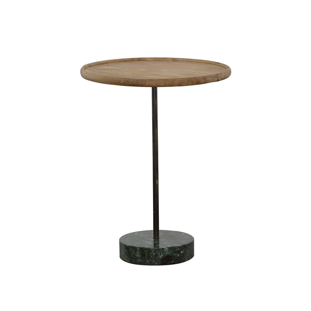 Side Table - Ginevra Round Marble Base Accent Table Natural and Green