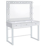 Vanity Table & Mirror - Umbridge 3-drawer Vanity with Lighting Chrome and White