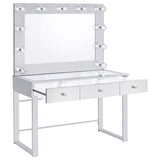 Vanity Table & Mirror - Umbridge 3-drawer Vanity with Lighting Chrome and White