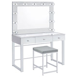 Vanity Table & Mirror - Umbridge 3-drawer Vanity with Lighting Chrome and White