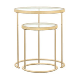 2 Pc Nesting Table - Maylin 2-piece Round Glass Top Nesting Tables Gold