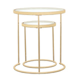 2 Pc Nesting Table - Maylin 2-piece Round Glass Top Nesting Tables Gold