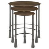 3 Pc Nesting Table - Deja 3-piece Round Nesting Table Natural and Gunmetal