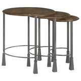 3 Pc Nesting Table - Deja 3-piece Round Nesting Table Natural and Gunmetal