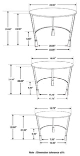 3 Pc Nesting Table - Deja 3-piece Round Nesting Table Natural and Gunmetal