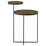 Side Table - Yael Round Accent Table Natural and Gunmetal