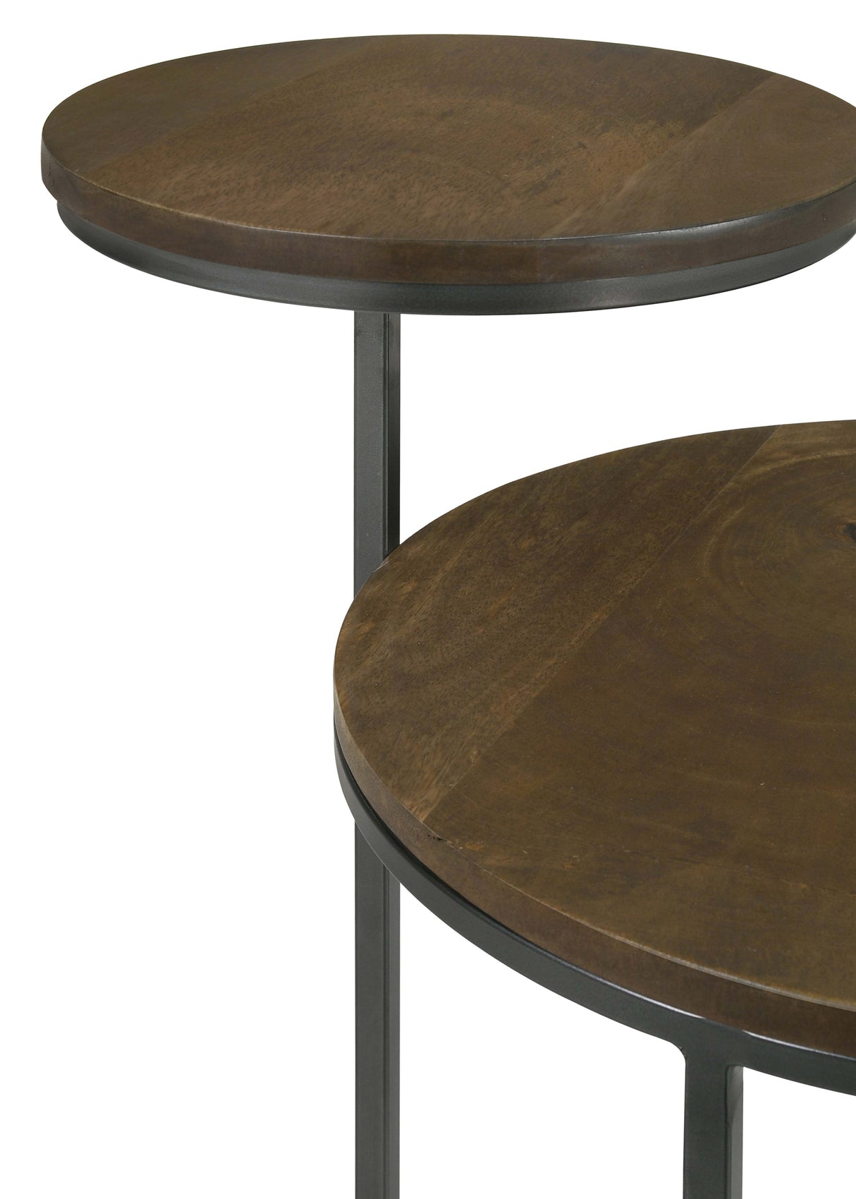 Side Table - Yael Round Accent Table Natural and Gunmetal