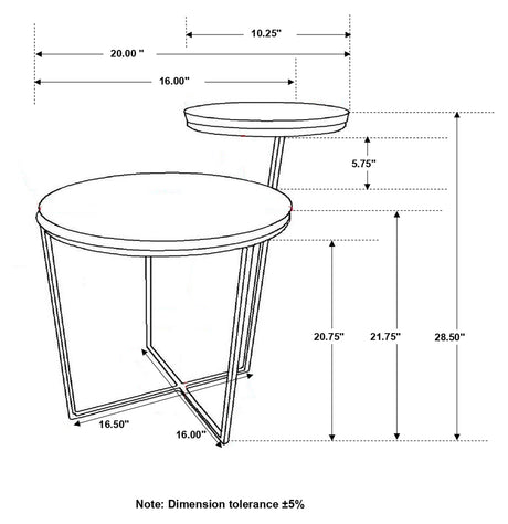 Side Table - Yael Round Accent Table Natural and Gunmetal