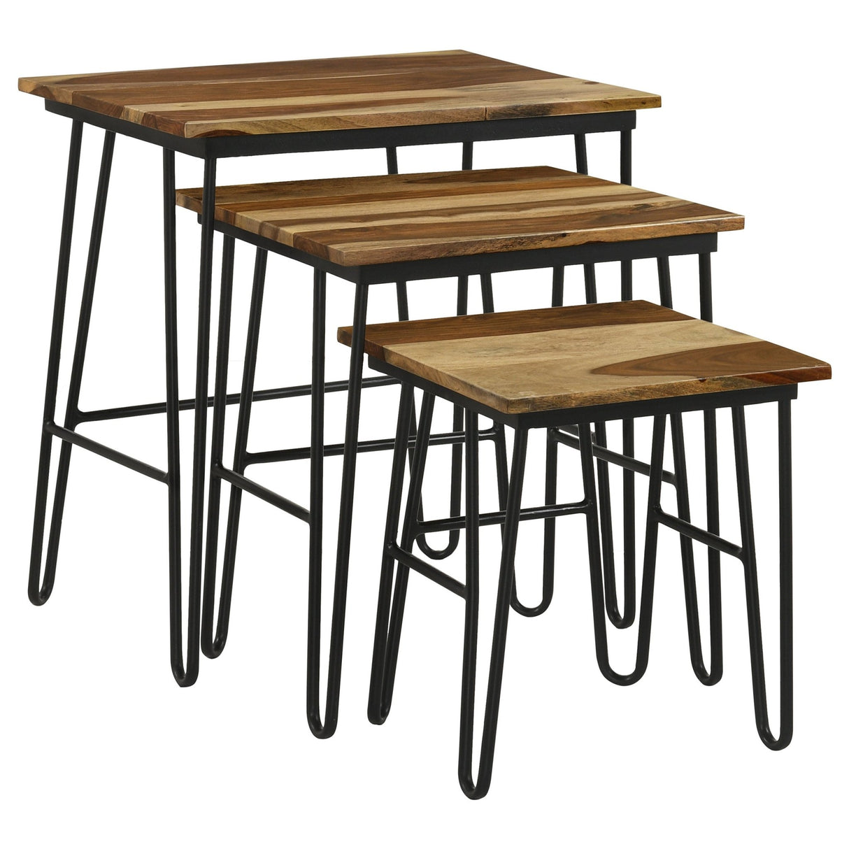 3 Pc Nesting Table - Nayeli 3-piece Nesting Table with Hairpin Legs Natural and Black