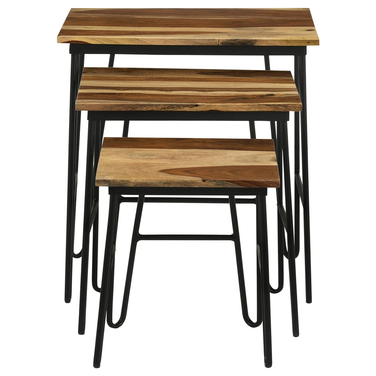 3 Pc Nesting Table - Nayeli 3-piece Nesting Table with Hairpin Legs Natural and Black