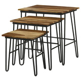 3 Pc Nesting Table - Nayeli 3-piece Nesting Table with Hairpin Legs Natural and Black