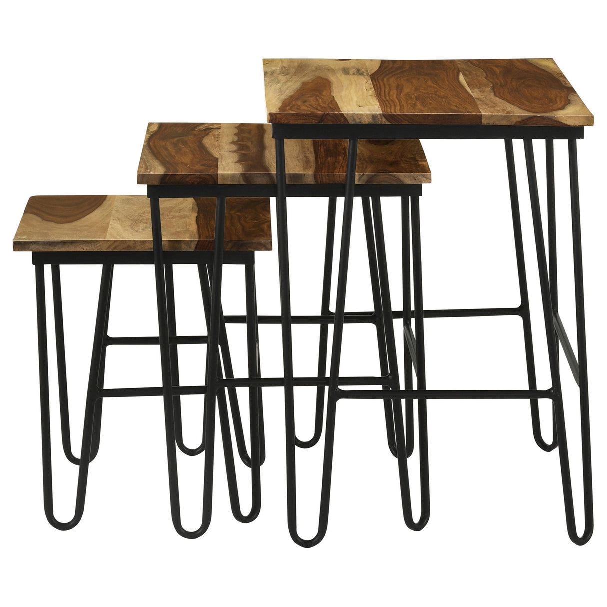 3 Pc Nesting Table - Nayeli 3-piece Nesting Table with Hairpin Legs Natural and Black