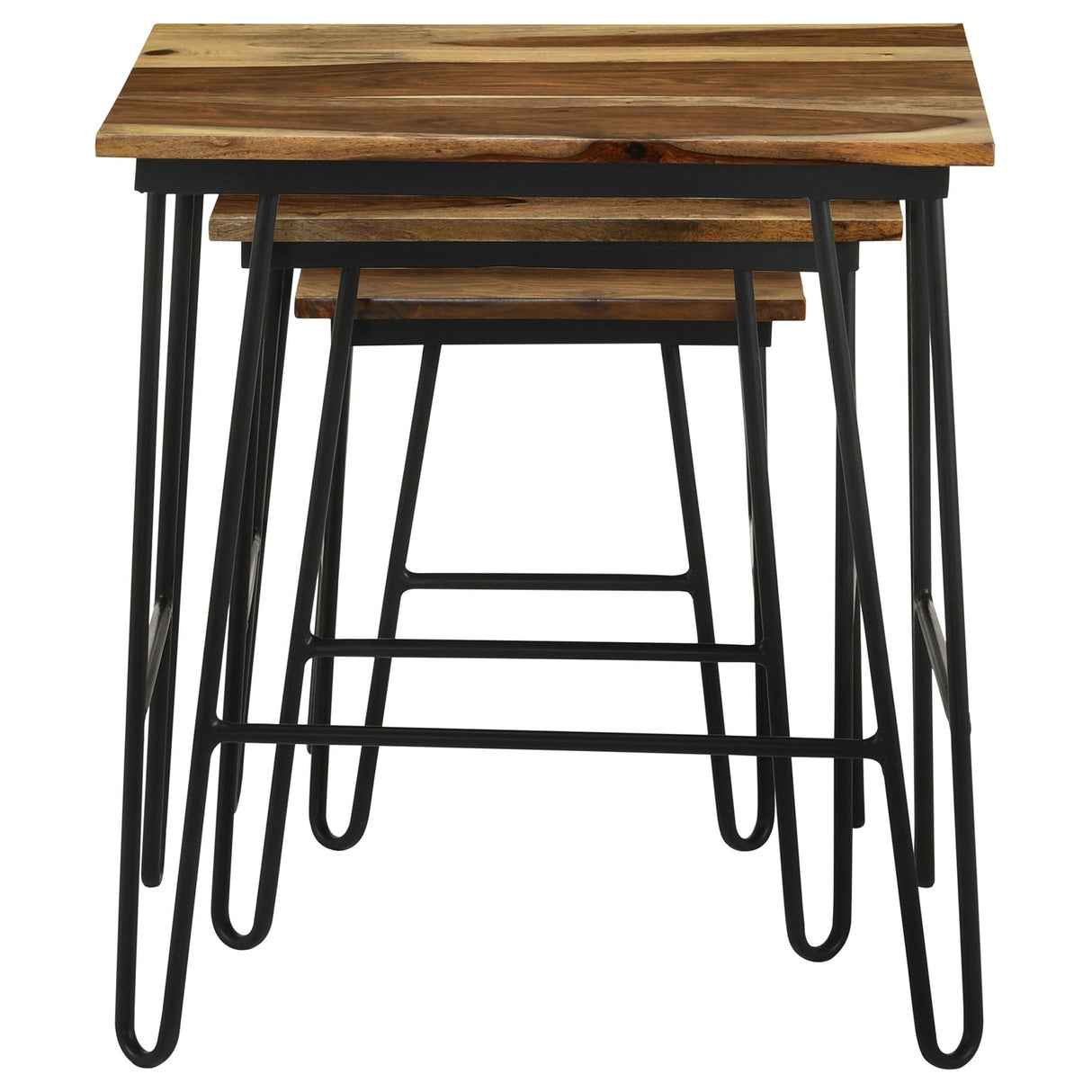 3 Pc Nesting Table - Nayeli 3-piece Nesting Table with Hairpin Legs Natural and Black