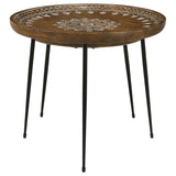 2 Pc Nesting Table - Nuala 2-piece Round Nesting Table with Tripod Tapered Legs Honey and Black