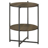 Axel Round Accent Table with Open Shelf Natural and Gunmetal | Coaster - 935993 - Home Elegance USA - 1