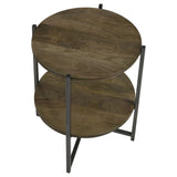 Axel Round Accent Table with Open Shelf Natural and Gunmetal | Coaster - 935993 - Home Elegance USA - 3