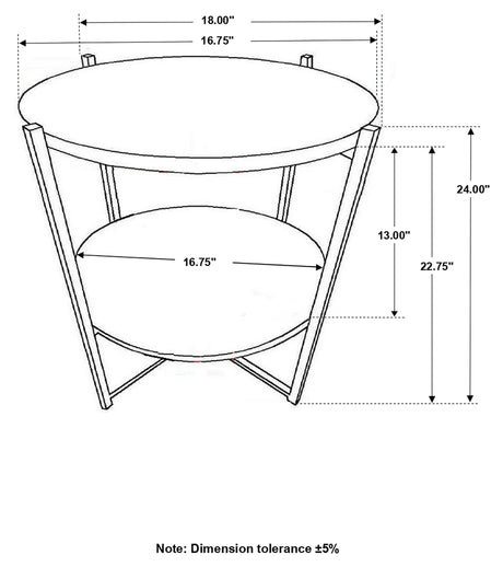 Axel Round Accent Table with Open Shelf Natural and Gunmetal | Coaster - 935993 - Home Elegance USA - 7