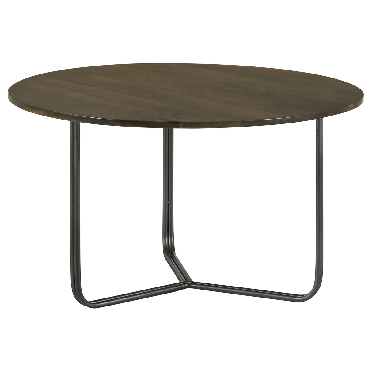 Coffee Table - Yaritza Round Accent Table with Triangle Wire Base Natural and Gunmetal