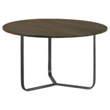 Coffee Table - Yaritza Round Accent Table with Triangle Wire Base Natural and Gunmetal