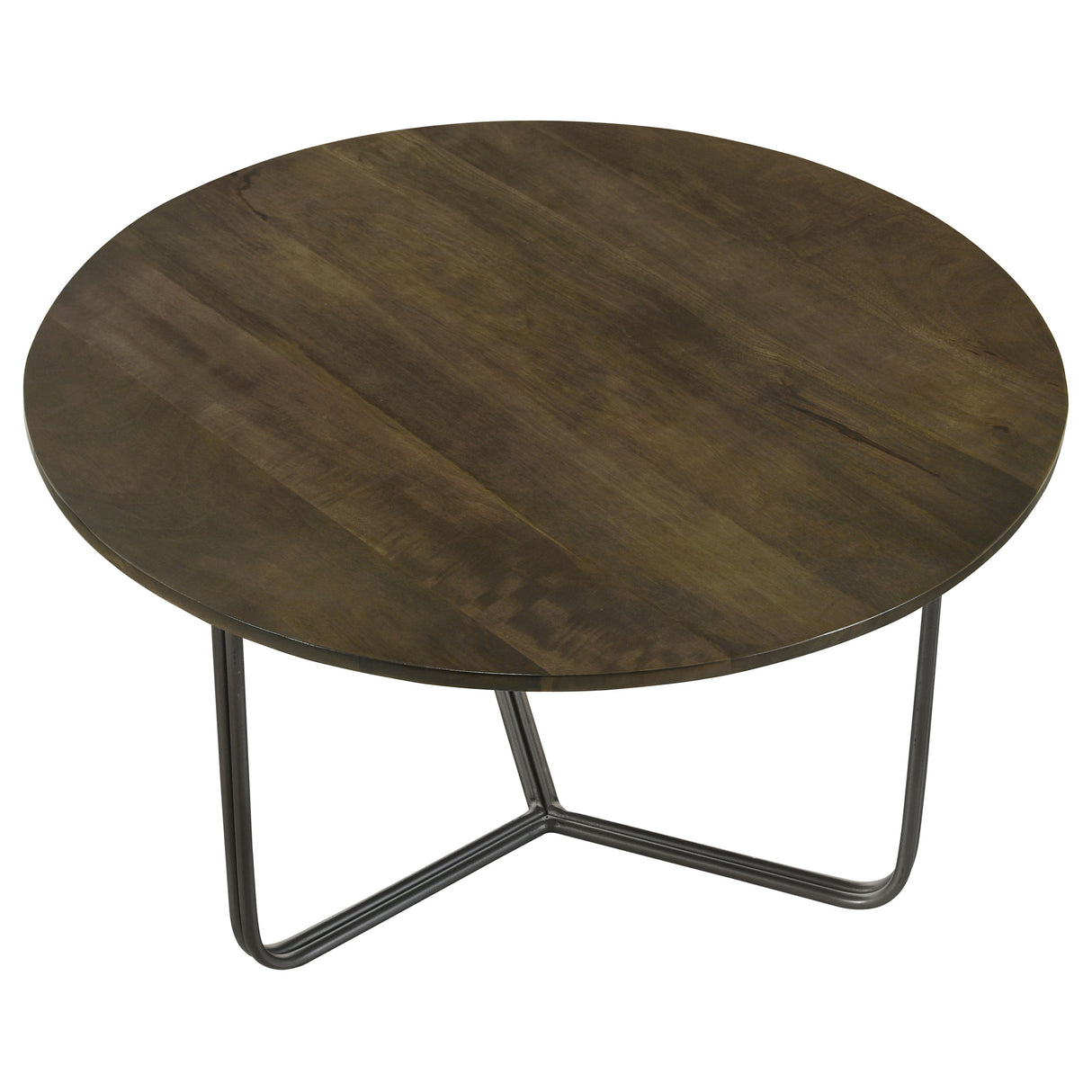 Coffee Table - Yaritza Round Accent Table with Triangle Wire Base Natural and Gunmetal