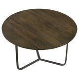 Coffee Table - Yaritza Round Accent Table with Triangle Wire Base Natural and Gunmetal