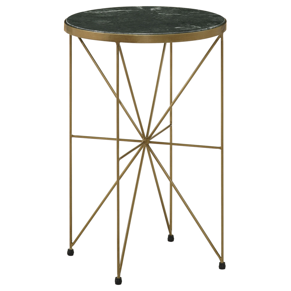 Side Table - Eliska Round Accent Table with Marble Top Green and Antique Gold