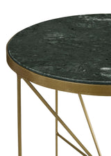 Side Table - Eliska Round Accent Table with Marble Top Green and Antique Gold