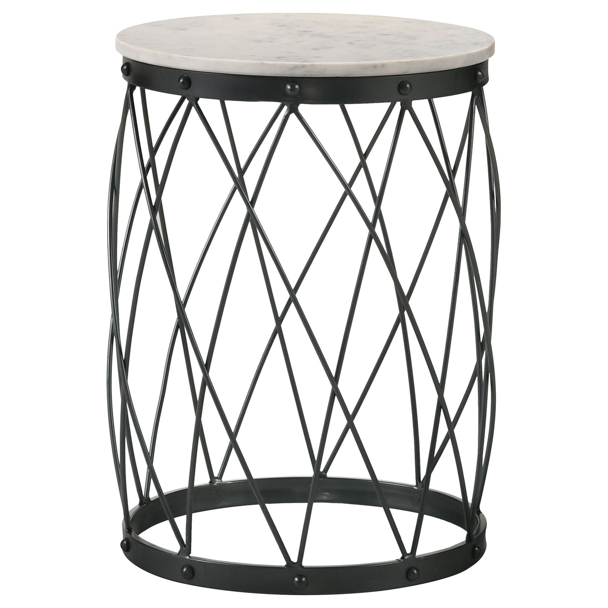 Side Table - Tereza Round Accent Table with Marble Top White and Black