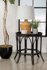 Antonio Round Rattan Tray Top Accent Table Black | Coaster - 936069 - Home Elegance USA - 2