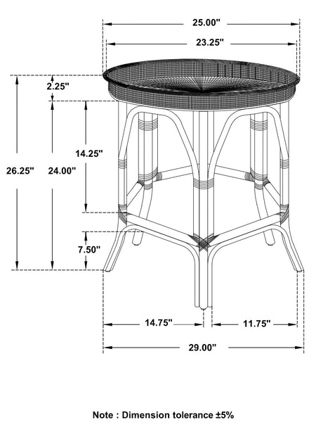 Antonio Round Rattan Tray Top Accent Table Black | Coaster - 936069 - Home Elegance USA - 8