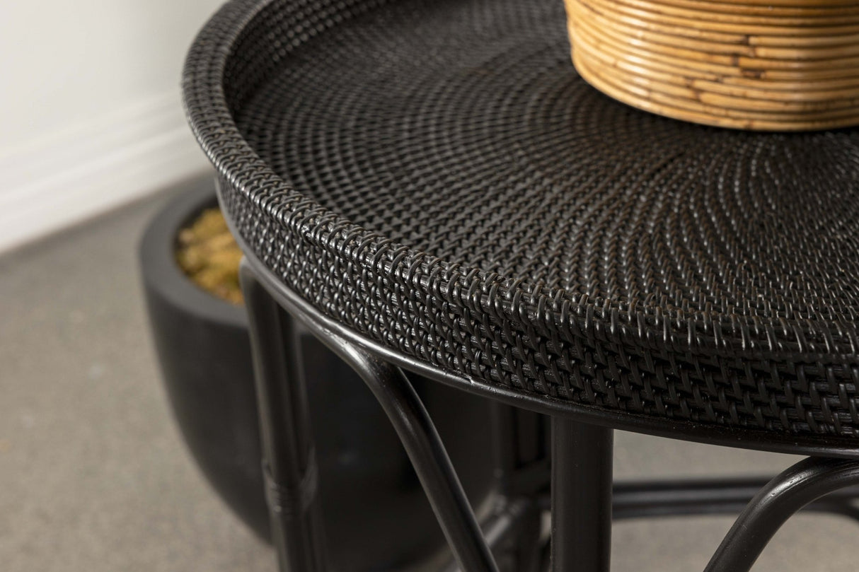 Antonio Round Rattan Tray Top Accent Table Black | Coaster - 936069 - Home Elegance USA - 6