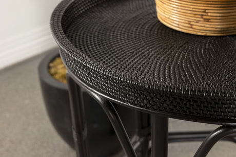 Antonio Round Rattan Tray Top Accent Table Black | Coaster - 936069 - Home Elegance USA - 6