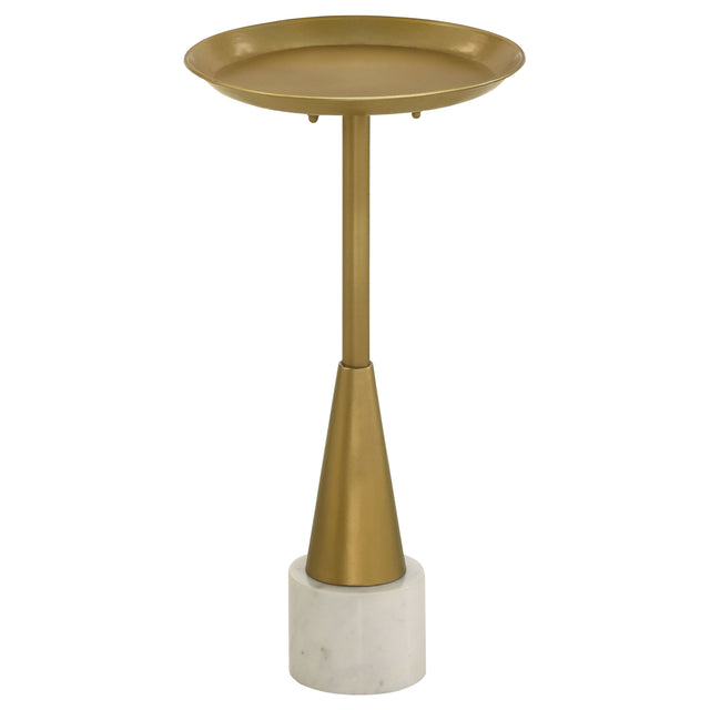 Side Table - Alpine Round Metal Side Table White and Gold