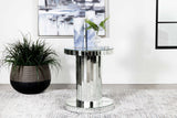 Side Table - Dorielle Crystal Inlay Round Top Accent Table Mirror