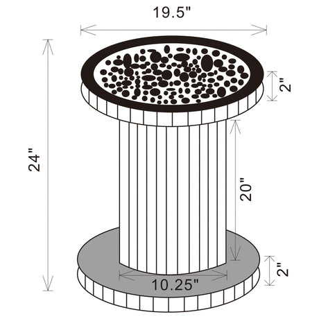 Side Table - Dorielle Crystal Inlay Round Top Accent Table Mirror