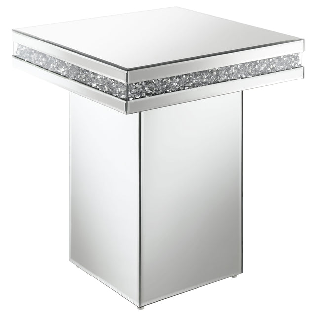 Side Table - Elora Pedestal Square Top Accent Table Mirror