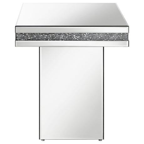Side Table - Elora Pedestal Square Top Accent Table Mirror
