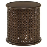 Side Table - Krish 18-inch Round Accent Table Dark Brown