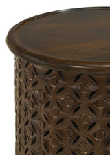 Side Table - Krish 18-inch Round Accent Table Dark Brown