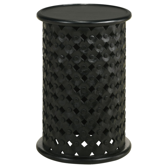 Side Table - Krish 24-inch Round Accent Table Black Stain