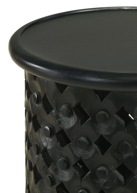 Side Table - Krish 24-inch Round Accent Table Black Stain