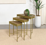 3 Pc Nesting Table - Tristen 3-Piece Demilune Nesting Table With Recessed Top Brown and Gold