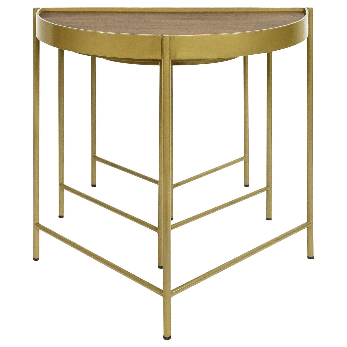 3 Pc Nesting Table - Tristen 3-Piece Demilune Nesting Table With Recessed Top Brown and Gold